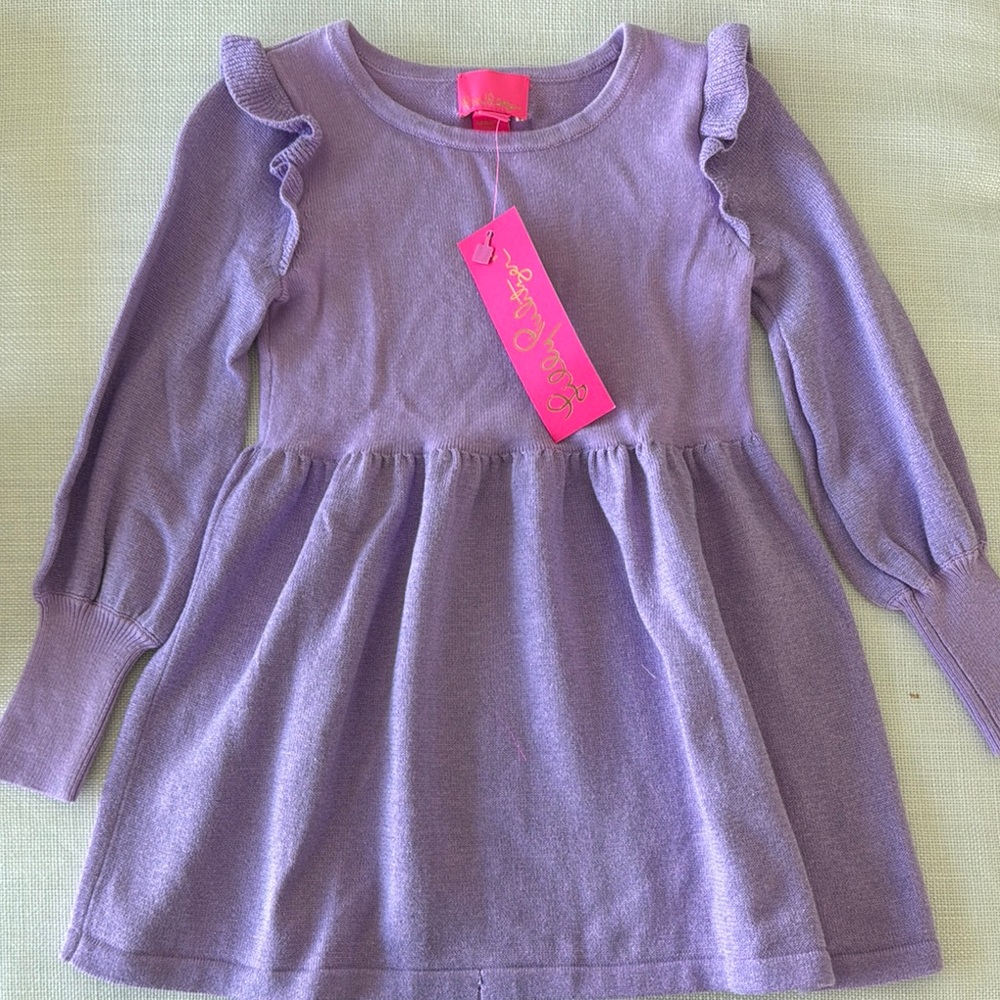 Purple Ruffle Sleeve Kids Dress